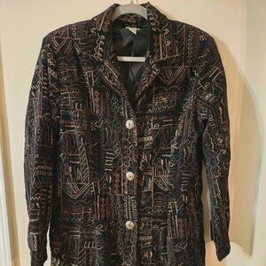 Chico's Size 1/Size Medium Black Velvet Stitched Jacket